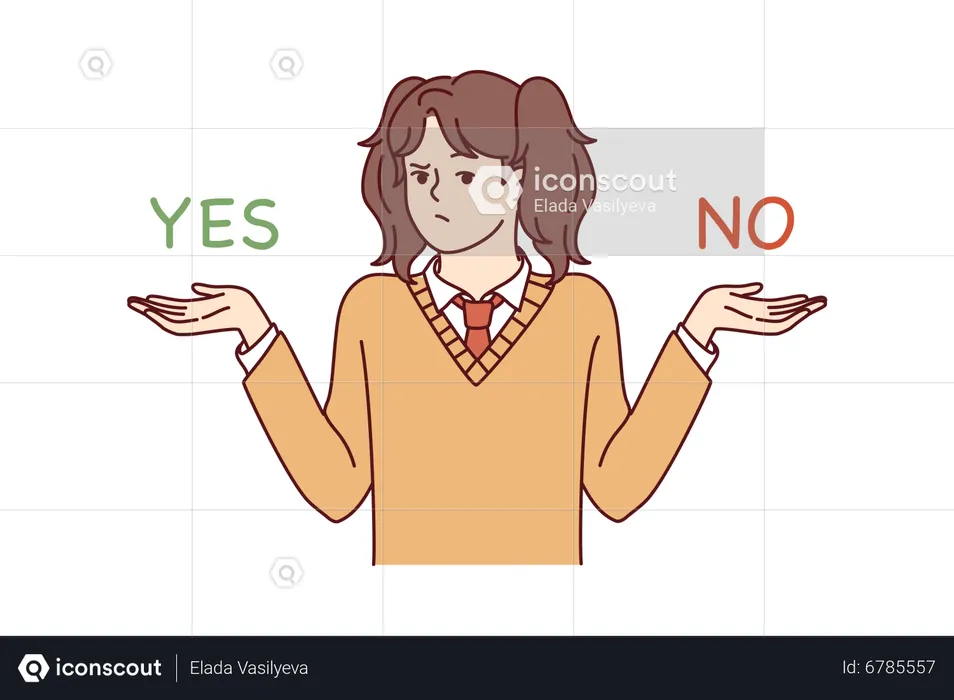 Woman choosing yes or no  Illustration