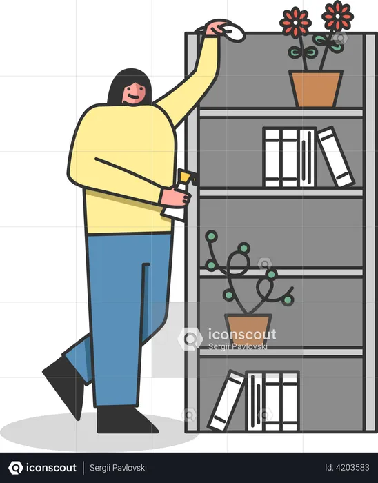 Woman cleaning cabinet  Illustration