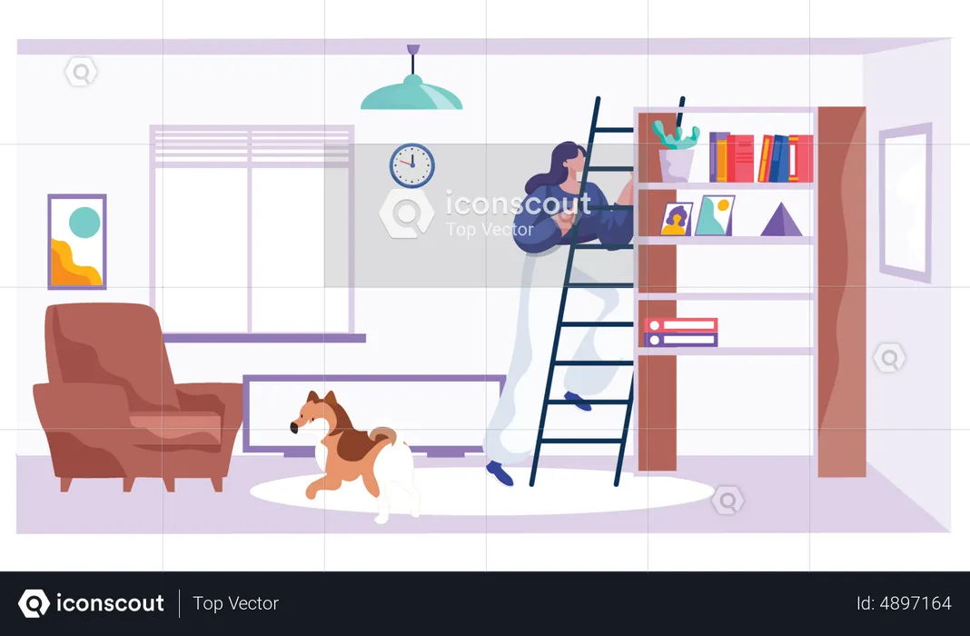 Woman cleaning home during quarantine  Illustration