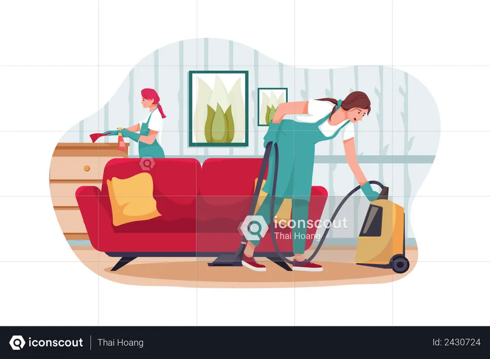 Woman cleaning house  Illustration