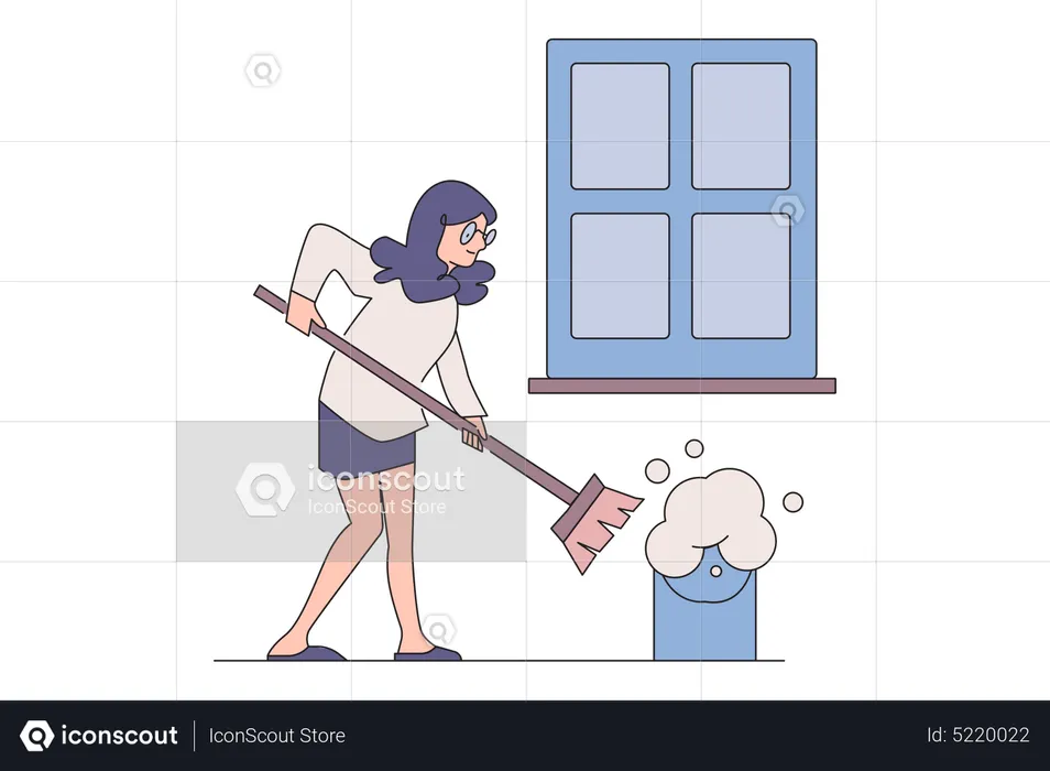 Woman Cleaning house  Illustration