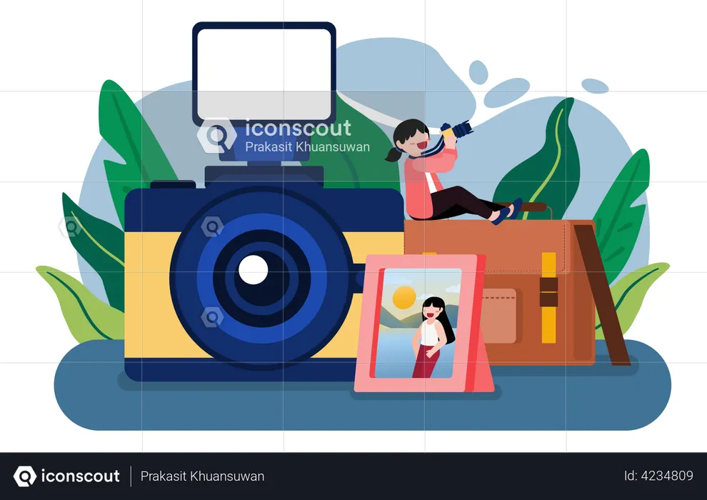 Woman clicking picture  Illustration