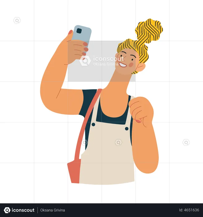 Woman clicking selfie  Illustration