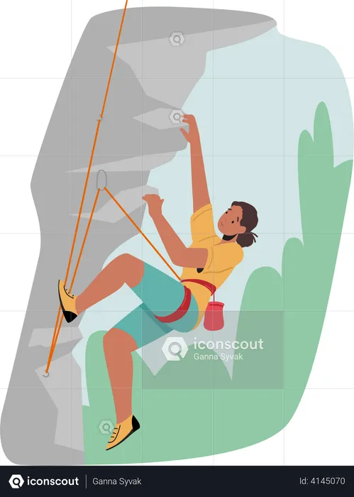 Woman climb up the mountain  Illustration