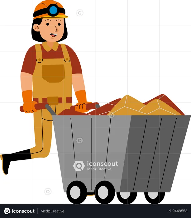 Woman Coal Miner Profession  Illustration