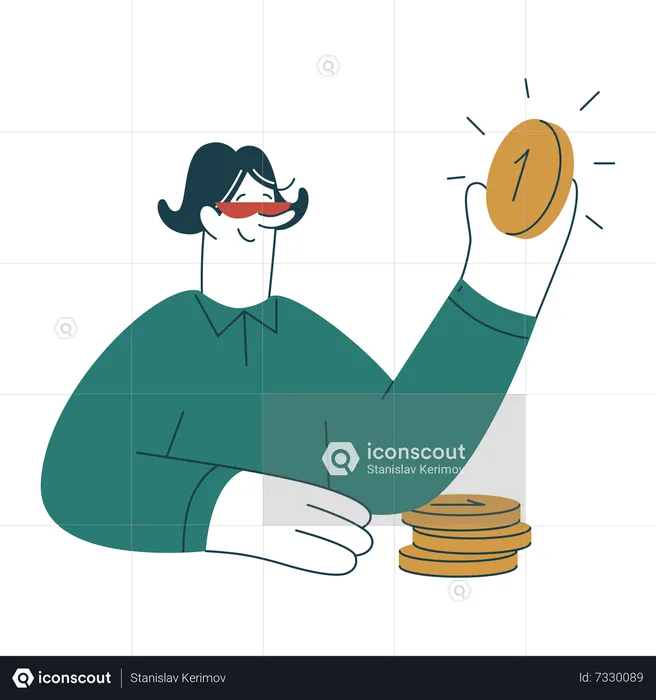 Woman collect earning from investment  Illustration