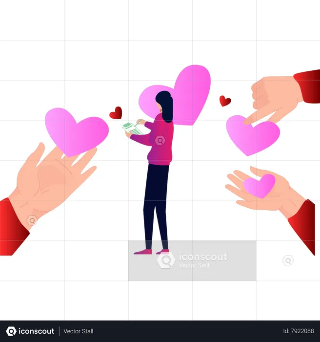 Woman collecting donations  Illustration