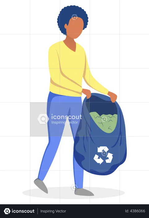 Woman collecting garbage  Illustration