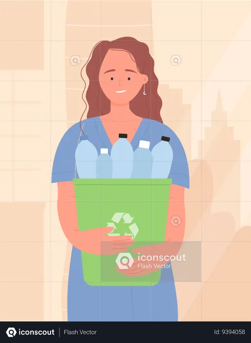 Woman collecting waste  Illustration