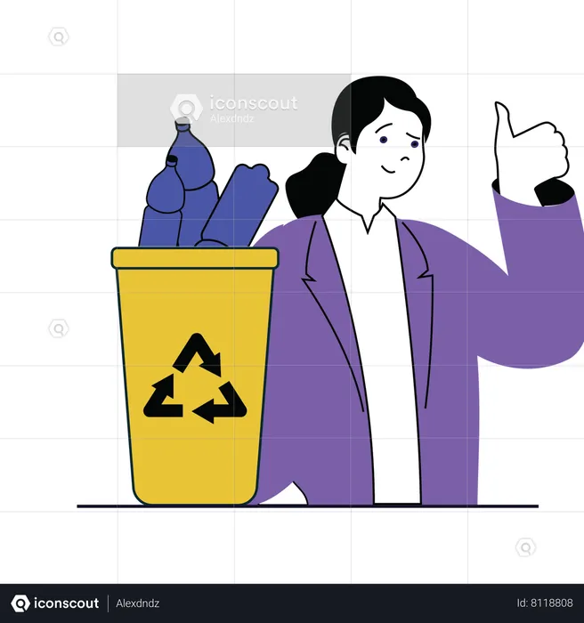 Woman collecting waste  Illustration