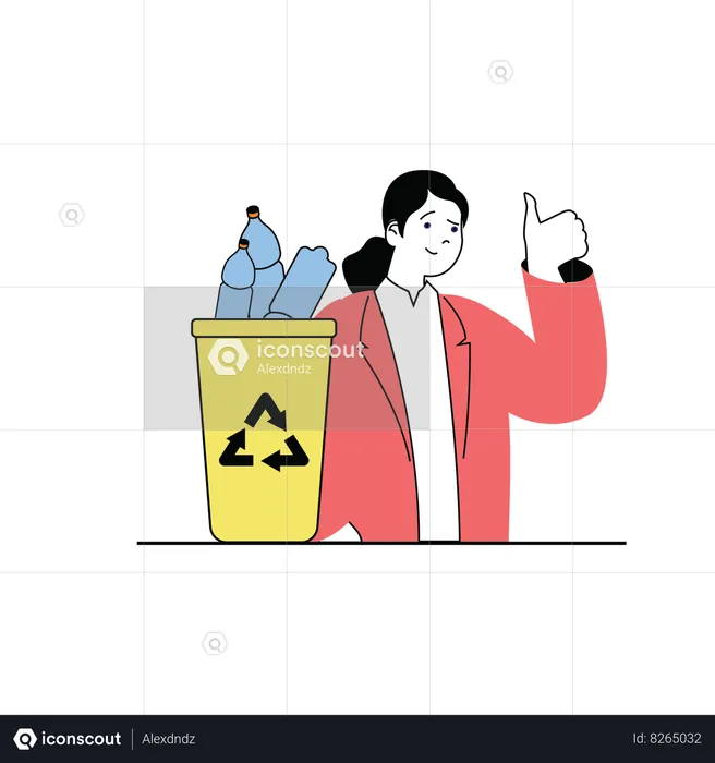 Woman collecting waste  Illustration