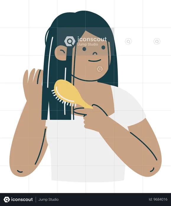 Woman Combing Hair  Illustration