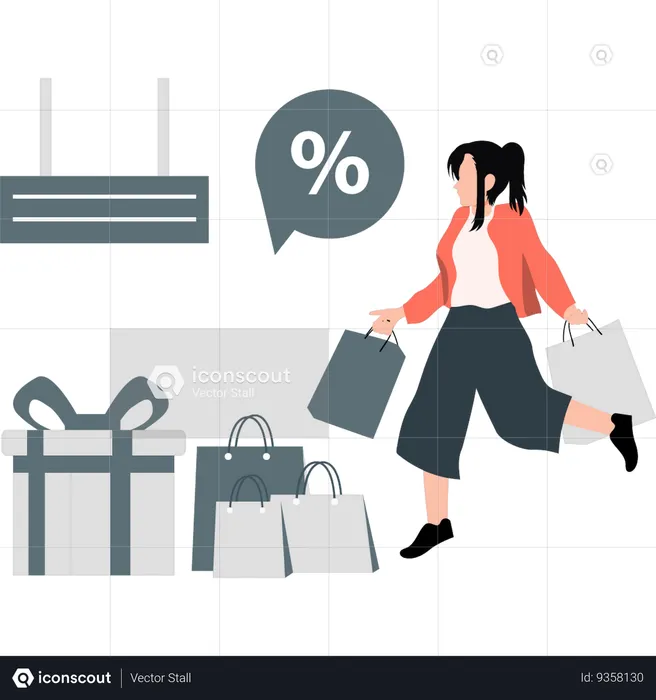 Woman coming from shopping  Illustration