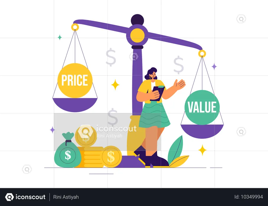 Woman Comparing The Price With Value Illustration - Free Download ...