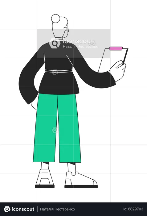 Woman conducting inventory audit  Illustration