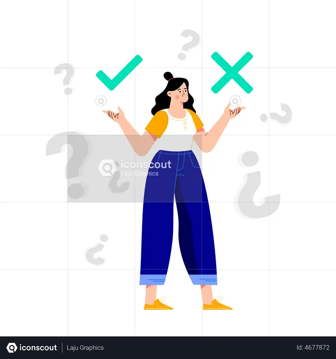 Woman confused about business decision  Illustration