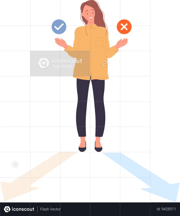 Woman confused in choice  Illustration