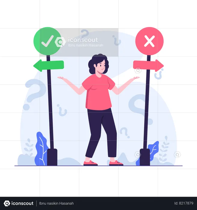 Woman confused in making decisions  Illustration