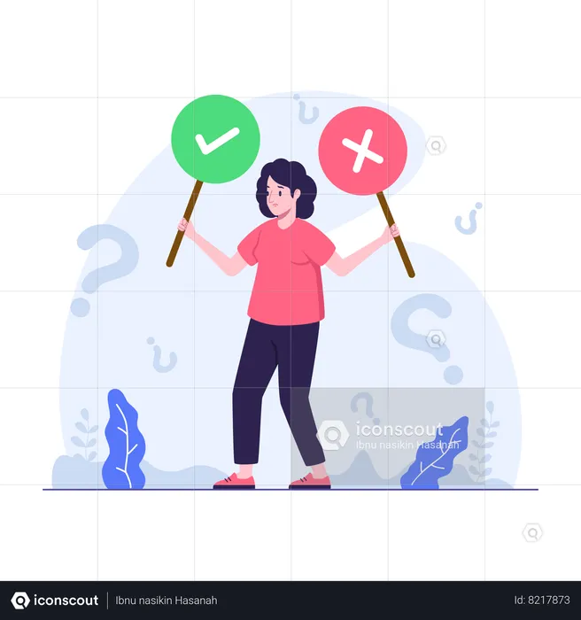 Woman confused in making decisions  Illustration