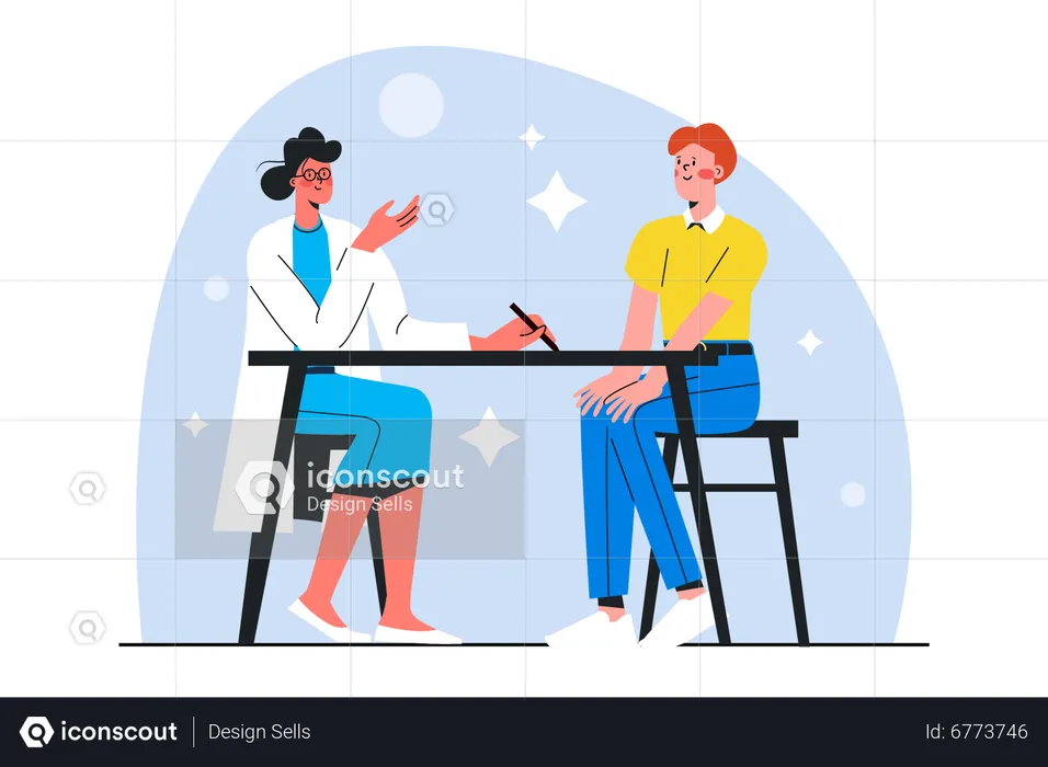 Woman consulting with doctor  Illustration