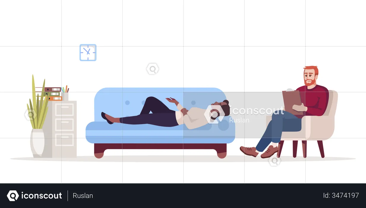 Woman consulting with psychologist  Illustration