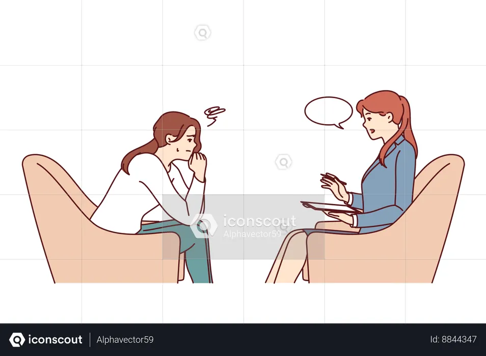 Woman consults psychologist to get rid of mental problems  Illustration