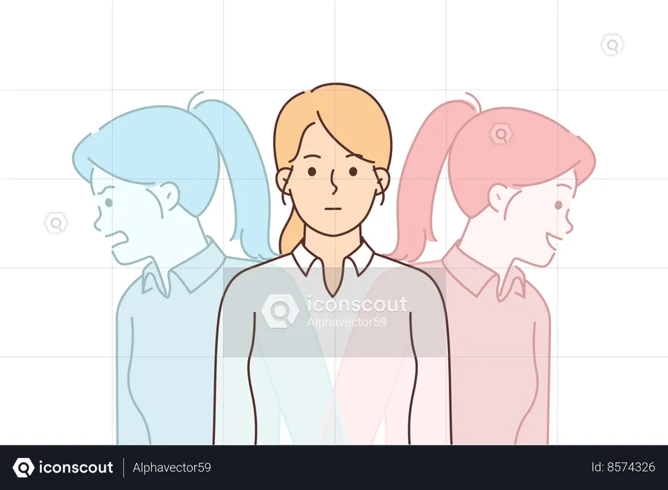 Woman controls own mental state  Illustration