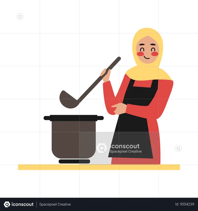 Woman Cooking Food  Illustration