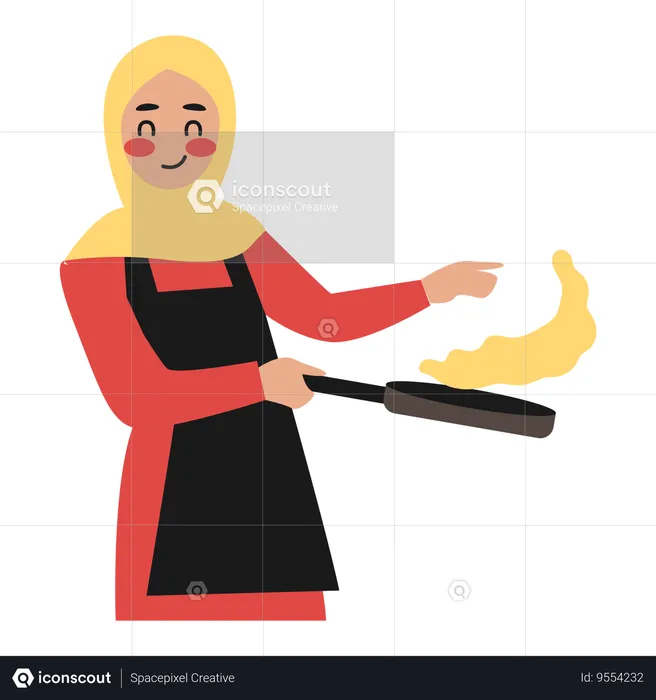 Woman Cooking Food  Illustration