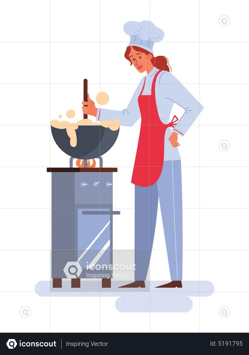 Woman cooking in kitchen  Illustration