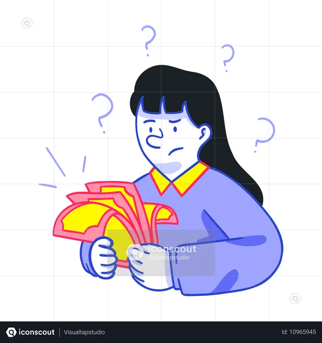 Woman Counting Money  Illustration