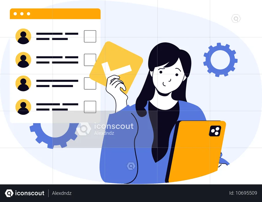 Woman counting votes of elected candidates  Illustration