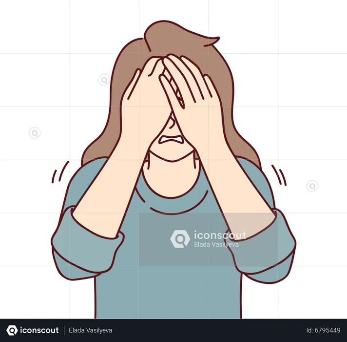 Woman covering eye  Illustration