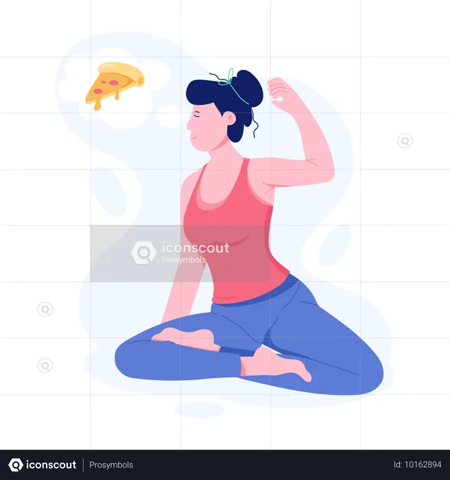 Woman craving for pizza  Illustration