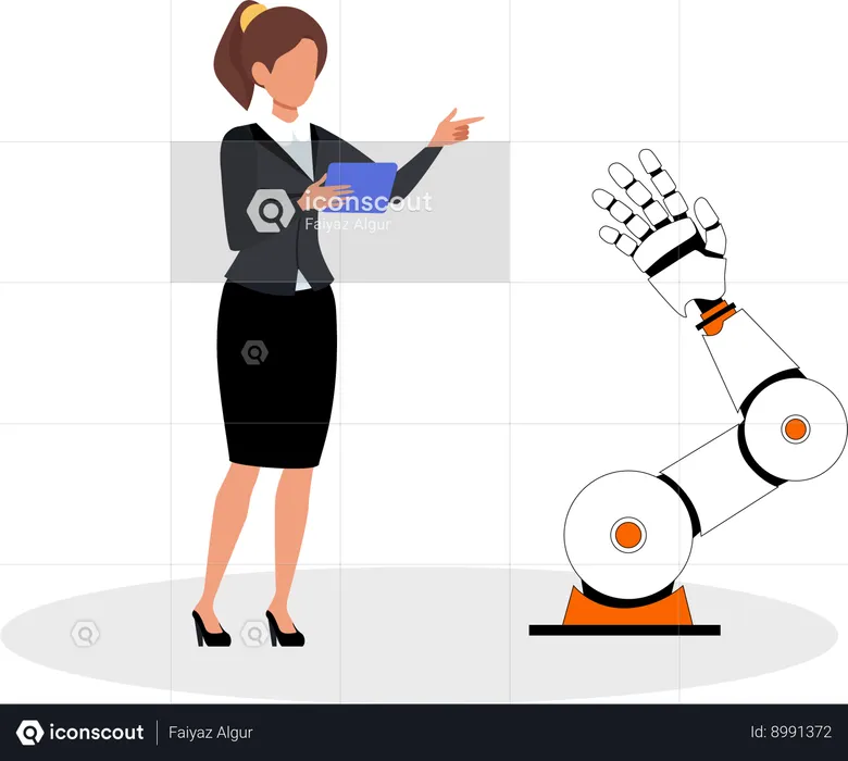 Woman Creating AI Robotics  Illustration