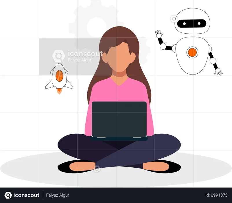 Woman Creating AI Tech  Illustration