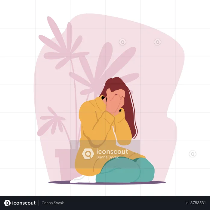 Woman Crying  Illustration