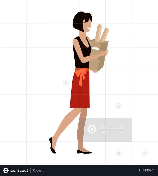 Woman Daily Shopping  Illustration