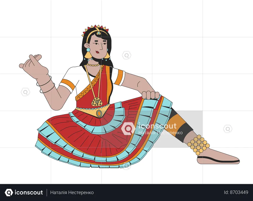 Woman dancer bharatanatyam on Deepavali  Illustration