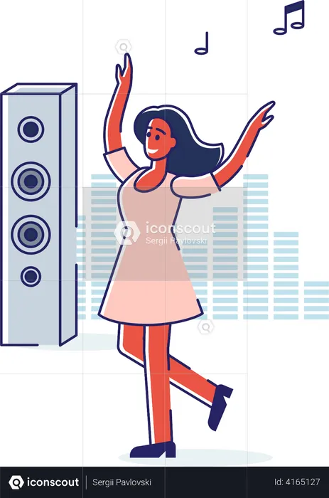 Woman dancing and enjoying music  Illustration