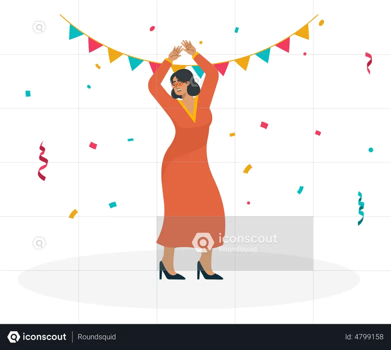 Woman dancing and enjoying party  Illustration