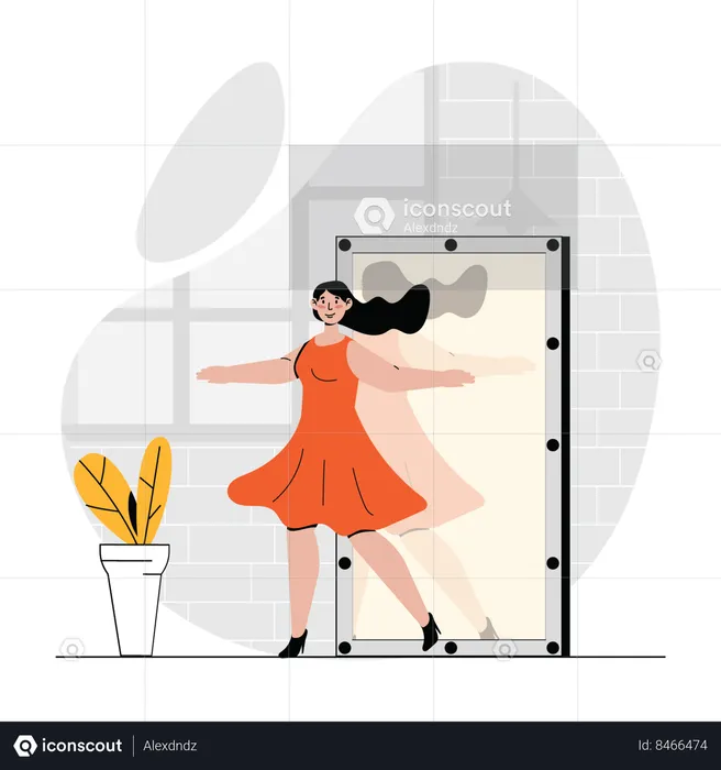 Woman dancing at home  Illustration