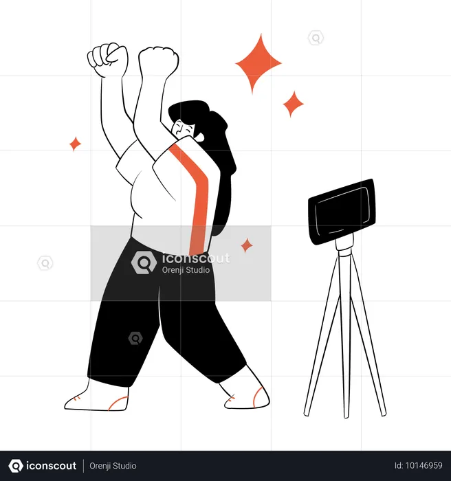 Woman dancing front of camera  Illustration