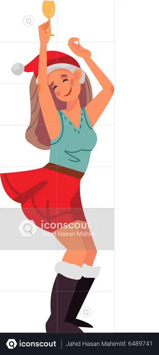 Woman dancing in Christmas party  Illustration
