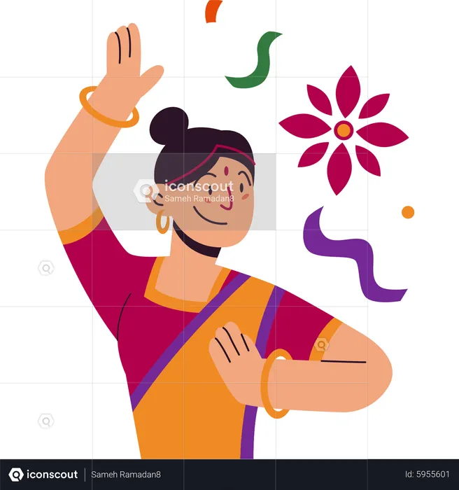 Woman dancing on Indian republic day  Illustration