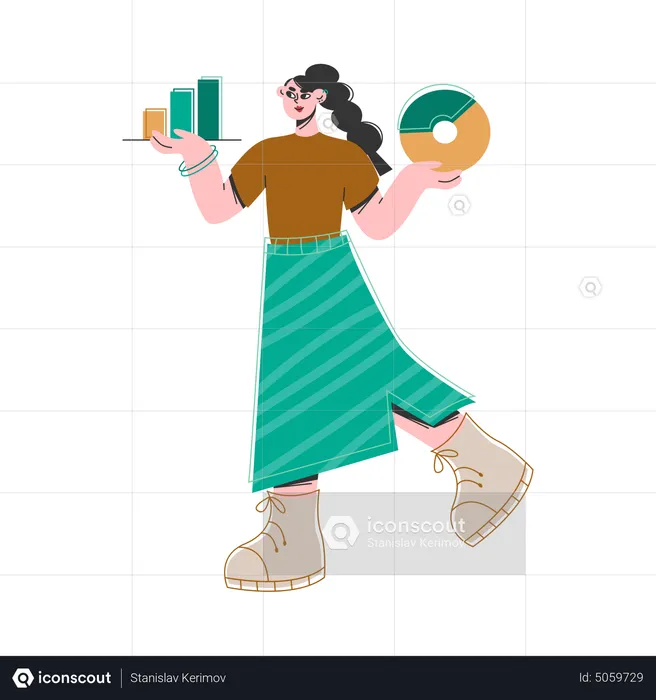 Woman Data Analyzer  Illustration