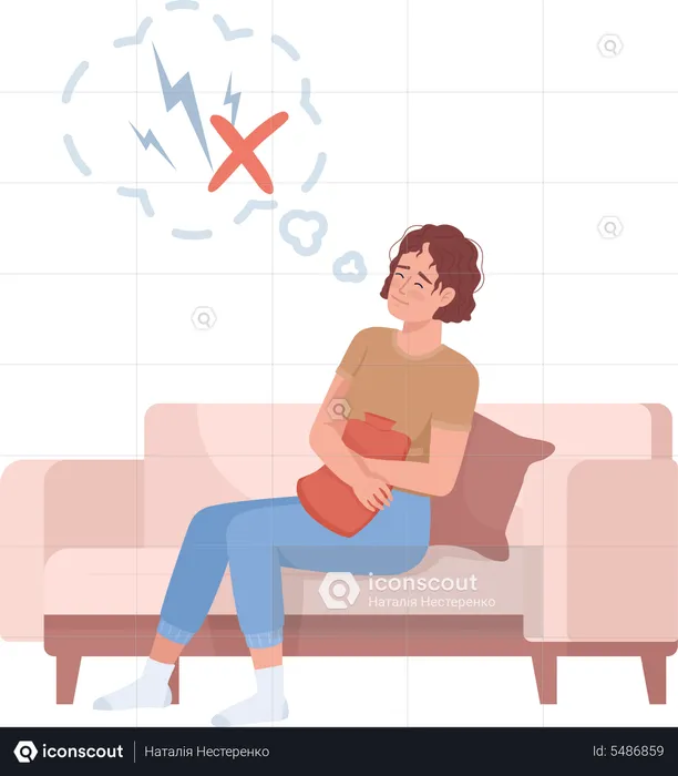 Woman dealing with painful menstruation  Illustration