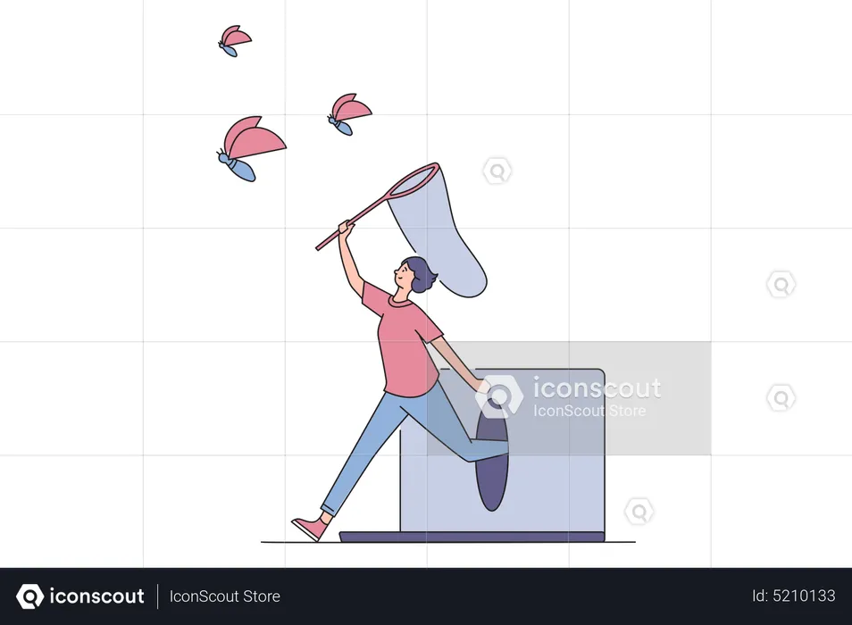 Woman debugging bugs from website  Illustration