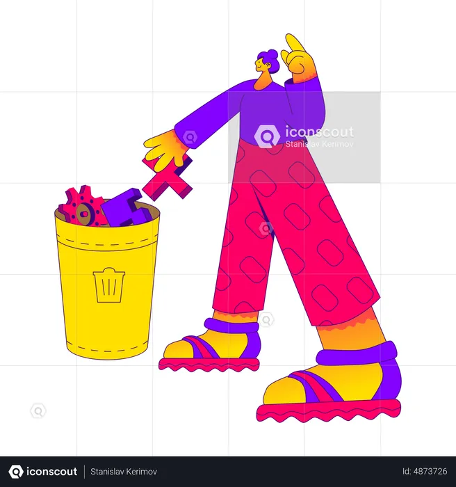 Woman deleting items  Illustration