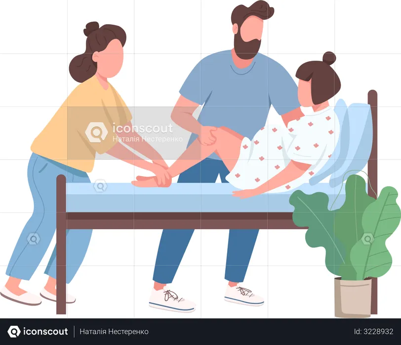 Woman deliver baby  Illustration